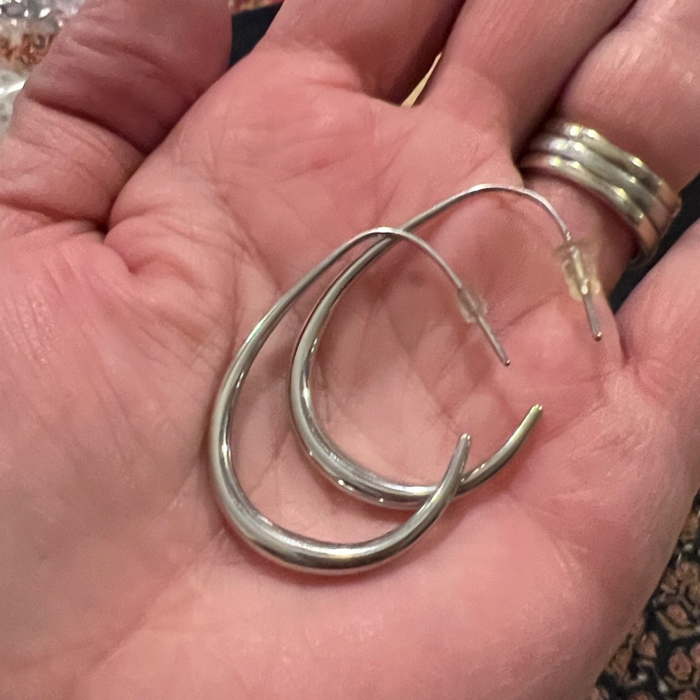 Vintage Sterling Silver abstract hoop earrings